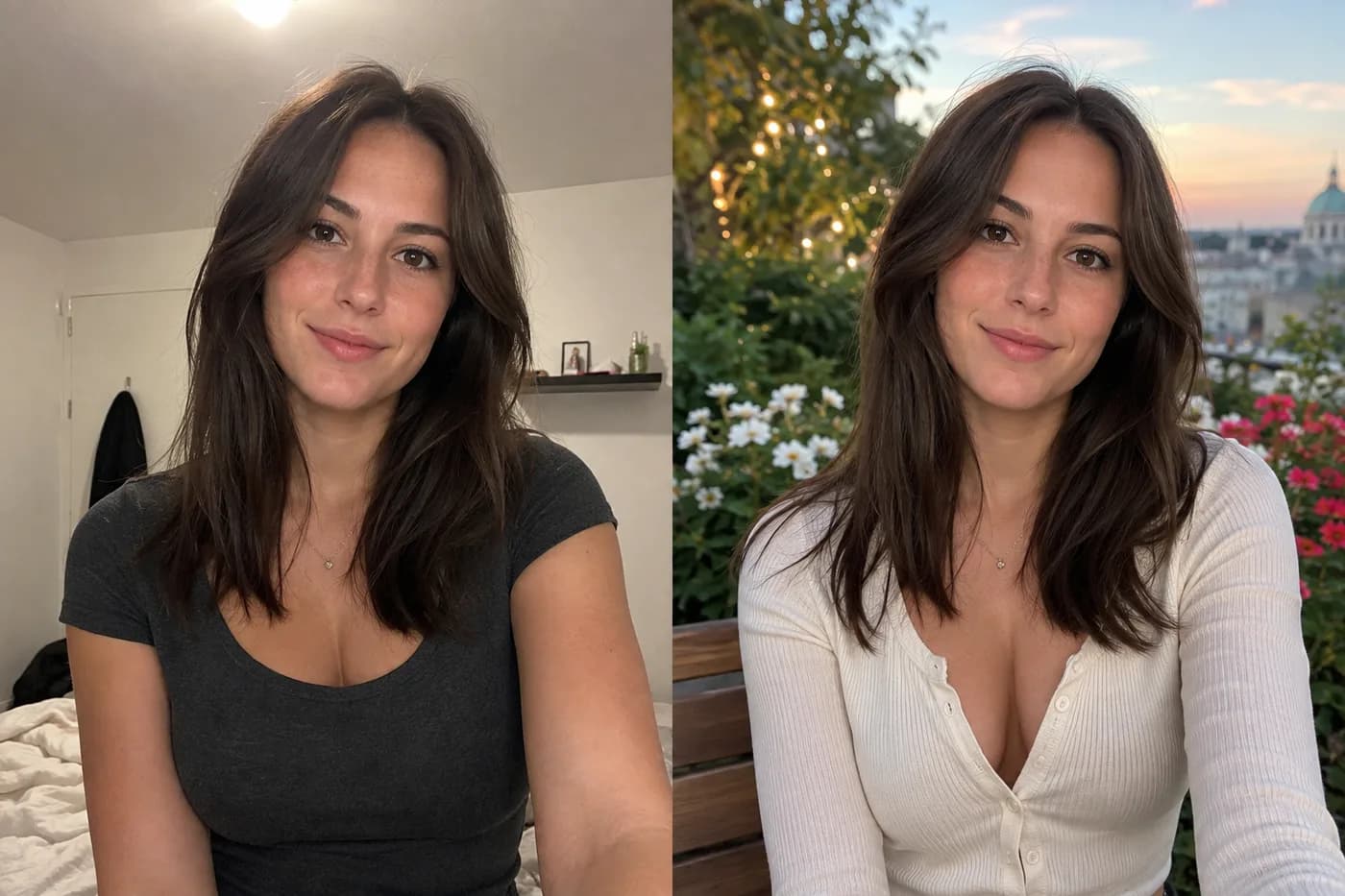 Exemple avant et après d’une photo de profil féminine